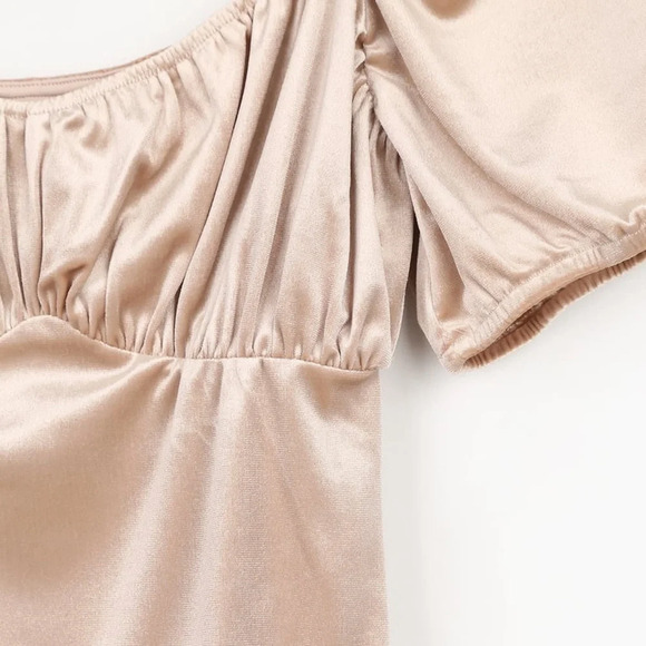 Lulus Up For The Night Champagne Velvet Short Sleeve Bodysuit - Picture 6 of 6